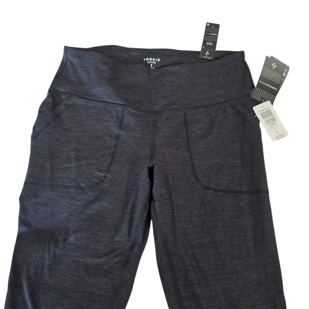 Torrid Cropped Leggings Womens 0 Black High‎ Rise Stretch Yoga Athletic Pull On